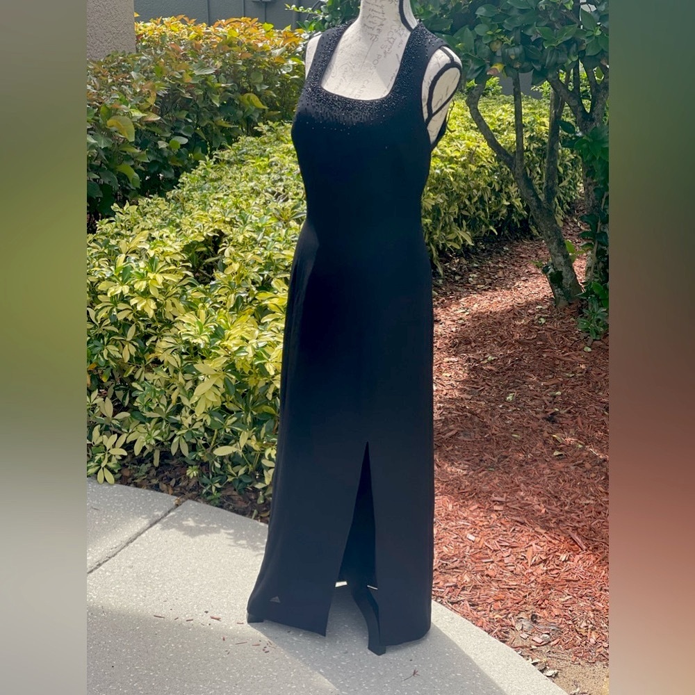 Vintage Black Beaded Formal Dress by Liz Claiborne size 12 - Picture 8 of 16